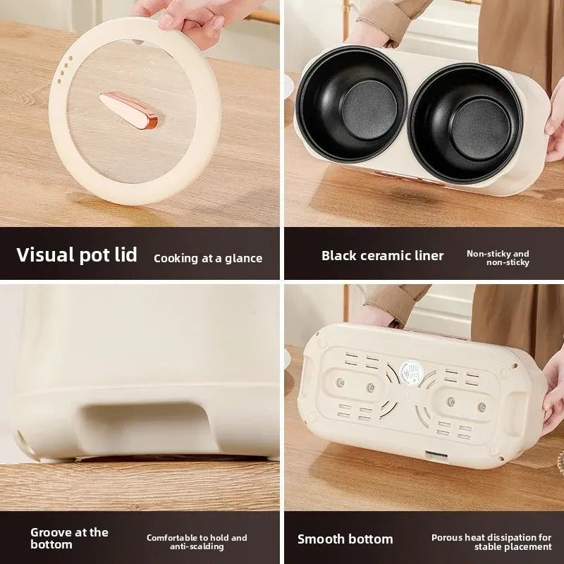 ๐๐๐ฌ๐ฒ๐๐จ๐จ๐คโข Portable Multi-Function Double-Pot Steam Cooker